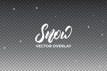 Snow. Realistic snow overlay background. Winter Christmas and New Year snow decoration.