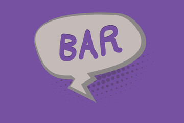 Handwriting text Bar. Concept meaning Restaurant cafe across which drinks and refreshments are served.