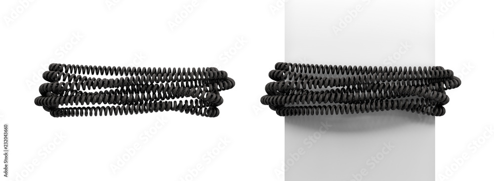 Aufkleber 3d rendering of two phone cables turned around a post and empty space very closely to save space.