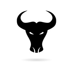 Black Bull Face Logo, Business icon on a White Background 