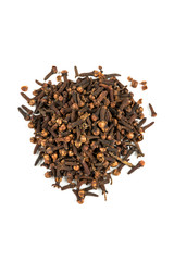 Whole clove heads and pieces isolated over white