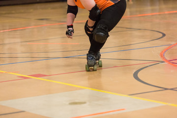 Fototapeta premium Roller derby players compete against each other