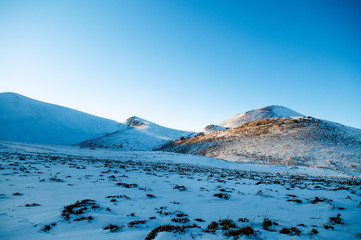 Mount Erciyes volcano covered with snow in winter season - Kayseri, Turkey