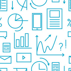 Obraz premium Seamless pattern overload information concept. Line elements - task, graphic, list.