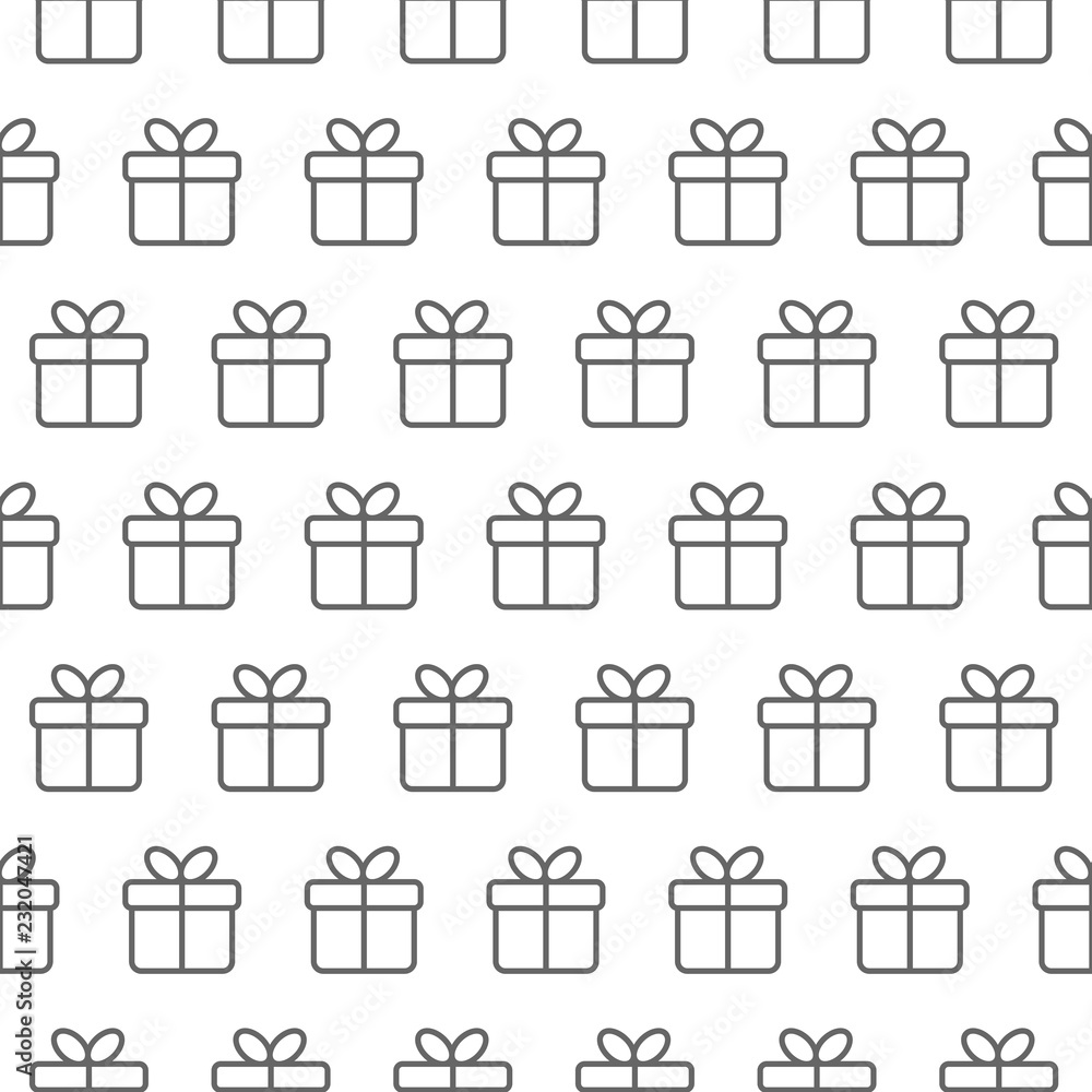 Wall mural minimal vector seamless pattern with line gift boxes
