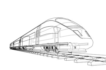 Modern speed train concept. Vector © cherezoff