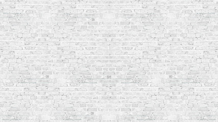Vintage white wash brick wall texture for design. Panoramic background - 232048217