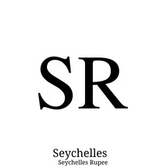 Black  Seychelles Rupee currency symbol isolated on white background