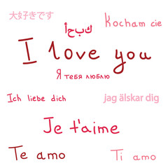 I love you different languages pink