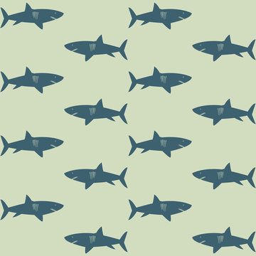 Sharks background seamless texture checkerboard pattern blue