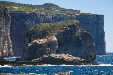 Fungus and Gebla Rock cliffs near Azure window, Gozo island, Malta
