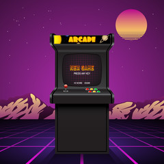 Arcade machine screen, retro vector background - obrazy, fototapety, plakaty
