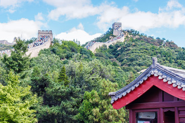 View of the Great Wall of China. Mountain landscape