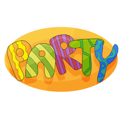 Banner for kids party in cartoon style with background. Place for fun and play