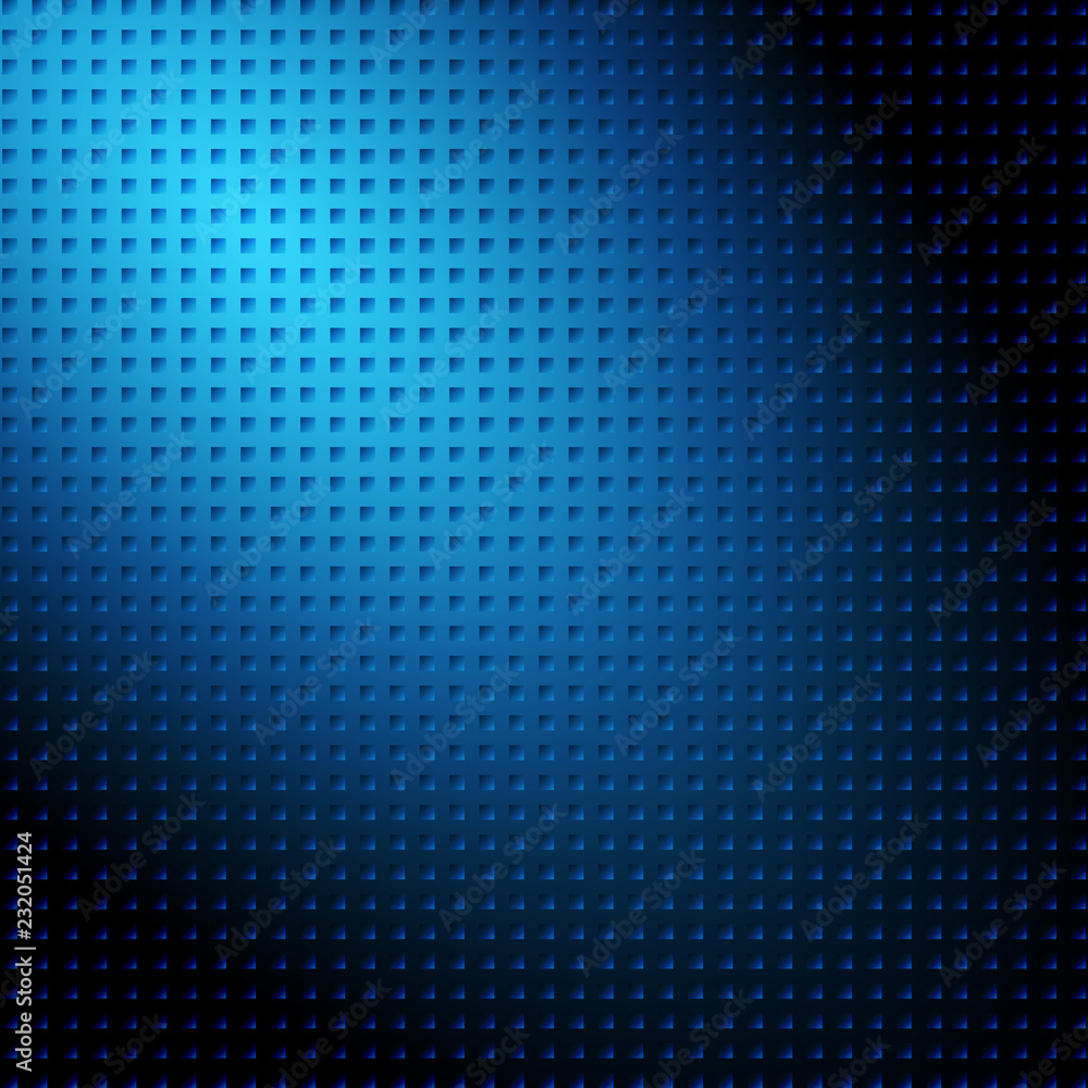 Poster abstract blue gradient and square texture background with light from a spotlight.