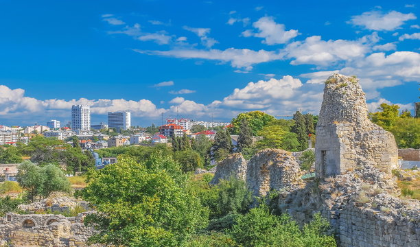 View of the ruins of the ancient ancient city of Chersonese in Sevastopol © allegro60