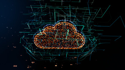 Cloud technology abstract 3D information technology illustration