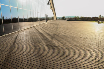 in the sunlight business building and paving slabs