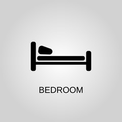 Bedroom icon. Bedroom symbol. Flat design. Stock - Vector illustration.