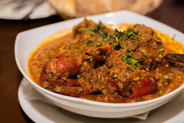 Goan Seafood crab xek xek served for dinner