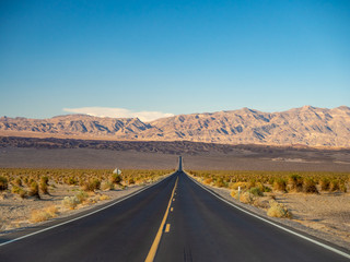 Death Valley National Park, Mojave Desert lone road, California, USA: The hottest place on Earth