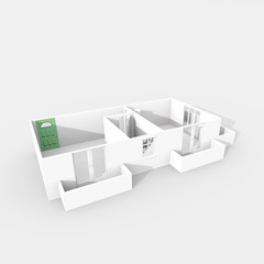 3d interior rendering of white empty home apartment