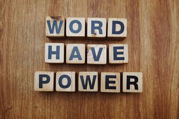 word have power alphabet letter on wooden background