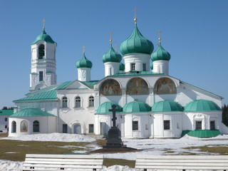 Leningrad region. Alexander-Svirsky monastery. Transfiguration Cathedral and bell tower