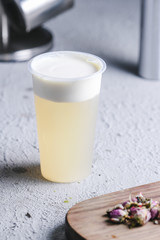 Four seasons of fresh tea covered milk