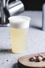 Four seasons of fresh tea covered milk