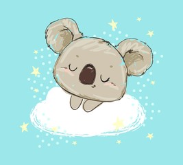 Beautiful Cute childish print with koala. Sketch Hand Drawn Animal koala Textile design Vector illustration. © Alsu Art