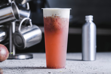Mixed fruit soda covered milk