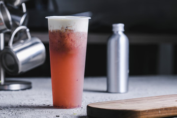 Mixed fruit soda covered milk