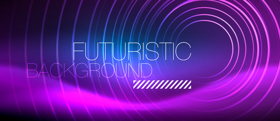 Neon glowing circles background