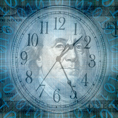 Conceptual background image of binary code with time and money concept