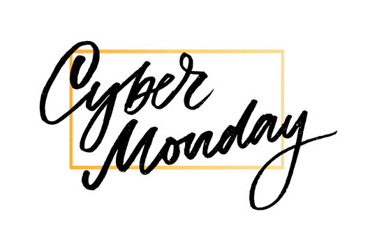 Cyber Monday Handwritten Calligraphy. Vector Illustration of Ink Brush Lettering Isolated over White Background.