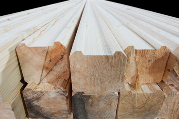 Wood timber in the sawmill.