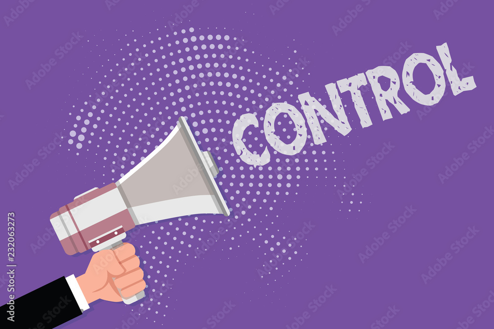 Poster handwriting text control. concept meaning power to influence direct behavior actions course of event