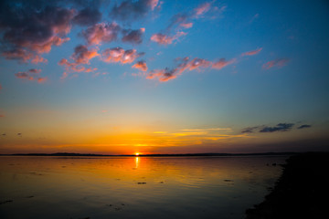 Obraz premium Sunset over a town in Denmark
