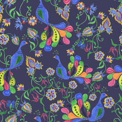 Watercolor damask seamless pattern. Elegant luxury texture for wallpapers, backgrounds and page fill.