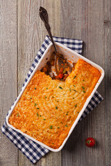 Cottage pie with beef and potatoes