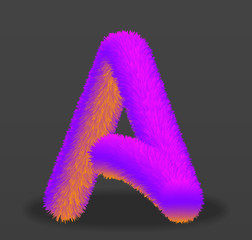 the letter A with the effect of fur.