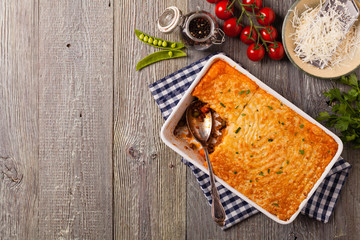 Cottage pie with beef and potatoes