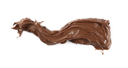 Chocolate cream isolated on white background, top view