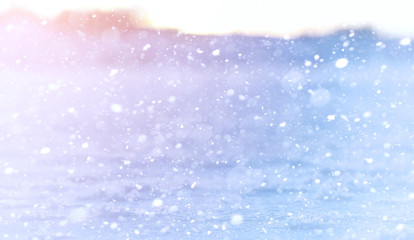 Winter landscape snow covered expanses. A park in the winter in the snow. Road on a winter day.