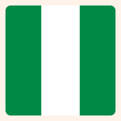 Nigeria square flag button, social media communication sign, business icon.