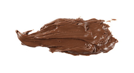 Chocolate cream isolated on white background, top view