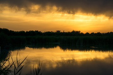 Fototapeta na wymiar Sunset in the lagoon