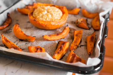 roasted stuffed pumpkin pieces