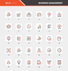 Business Management Flat Line Web Icon Concepts